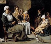 Louis Le Nain Peasant Interior with an Old Flute Player oil painting reproduction